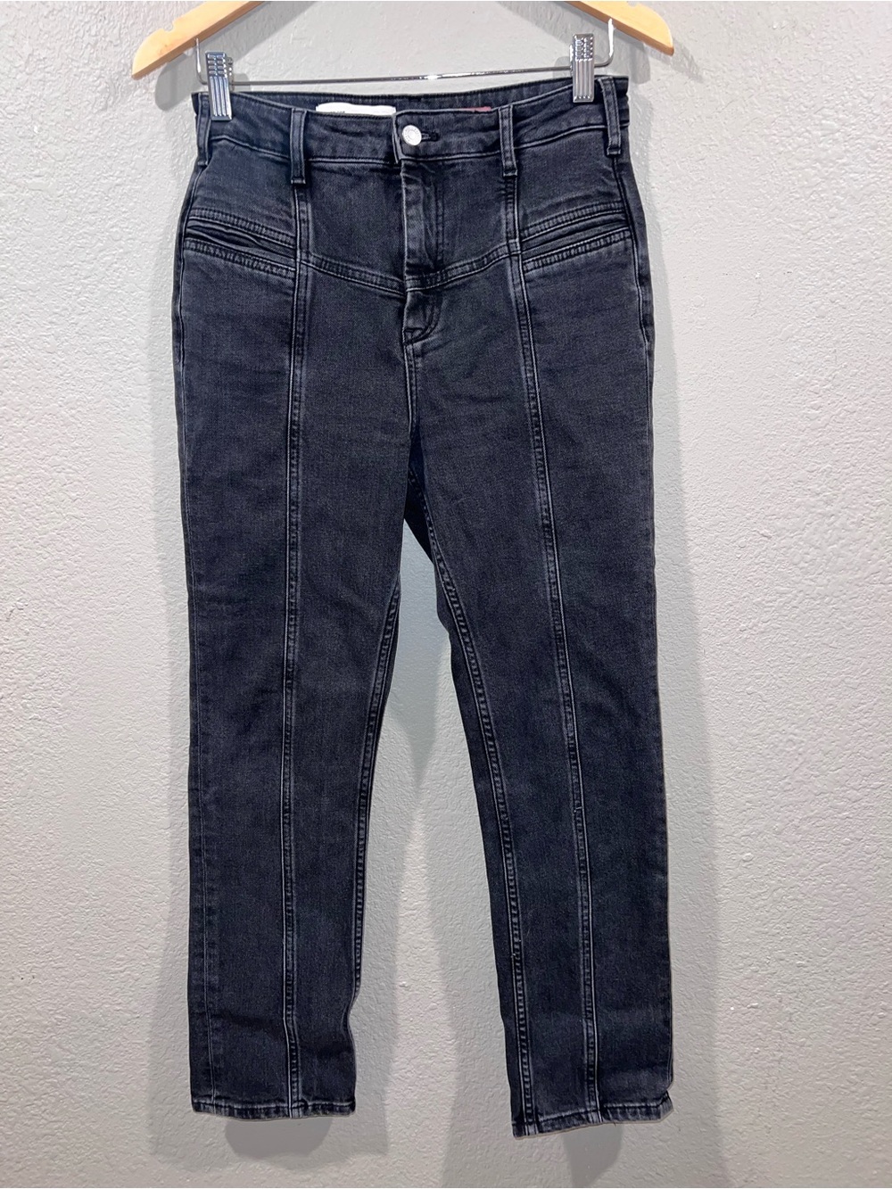 Anthropologie Pilcro High-Rise Slim Pintuck Seam Jeans Black 26.